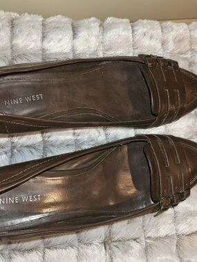 Nine West Brown Leather Penny Loafers